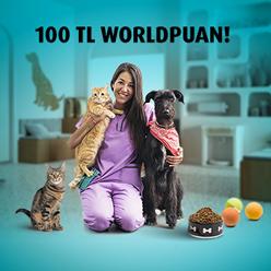 1.000 TL ve üzeri pet shop ve veteriner harcamanıza 100 TL Worldpuan!