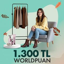 Giyim, ayakkabı ve kozmetik alışverişlerinize 1.300 TL Worldpuan!