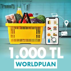 Gıda marketi alışverişlerinize 1.000 TL Worldpuan!