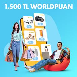 Seçili e-ticaret alışverişlerinize 1.500 TL Worldpuan!