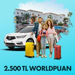Seyahat, konaklama veya araç kiralama harcamanıza 2.500 TL Worldpuan!