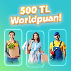 Gıda, giyim ve akaryakıt sektörel harcamalarınıza 500 TL Worldpuan Hediye!